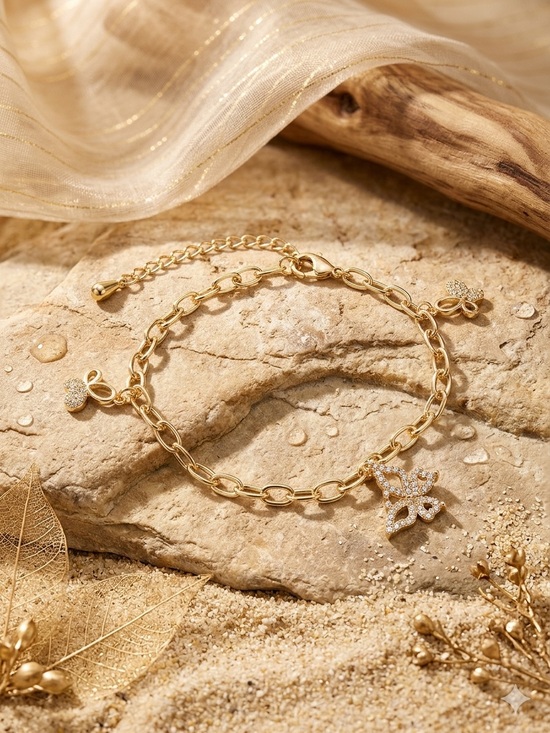 14k Gold - Filled Anklet Jewelry - 14k Gold - Filled Butterfly Charm Anklet